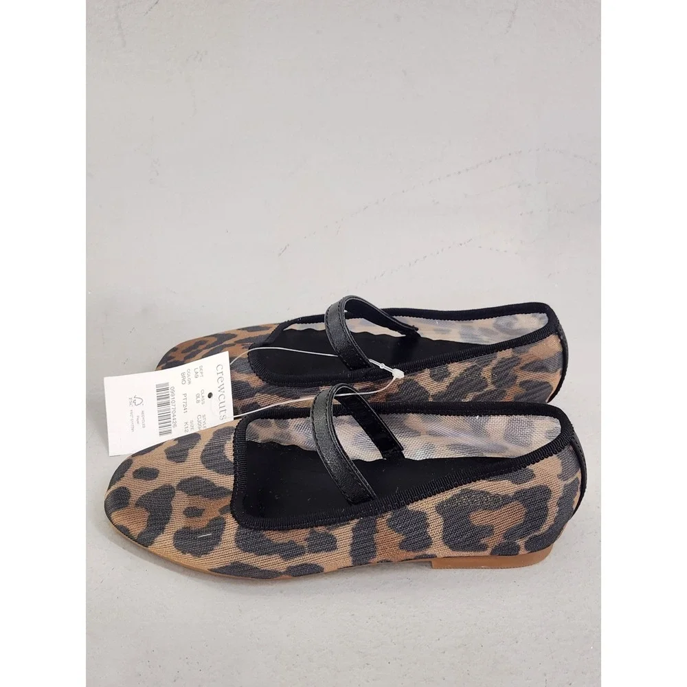 J. Crew Crewcuts Mary Jane Flats Kids K12 Brown Leopard Print NWT Preppy School